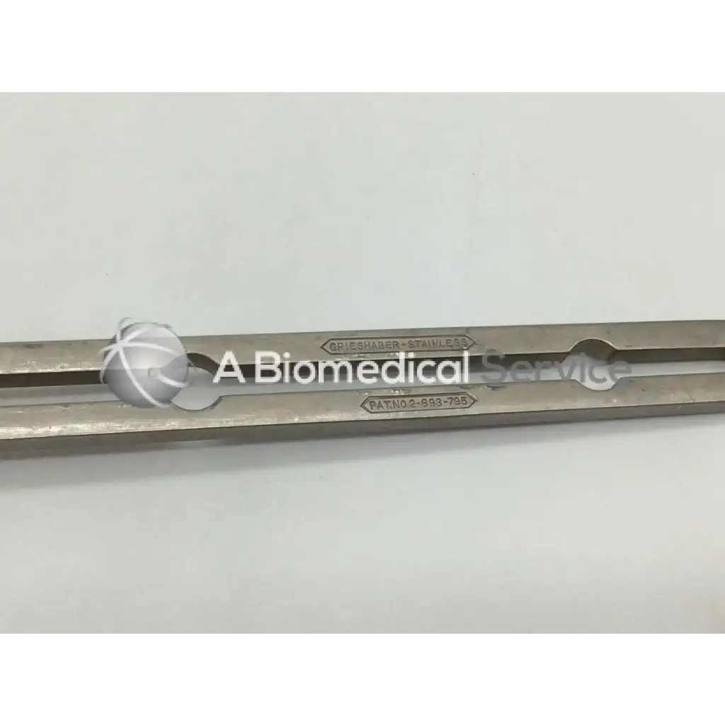 Silver stainless steel grieshaber balfour abdominal retractor medical instrument with engraved brand and model markings