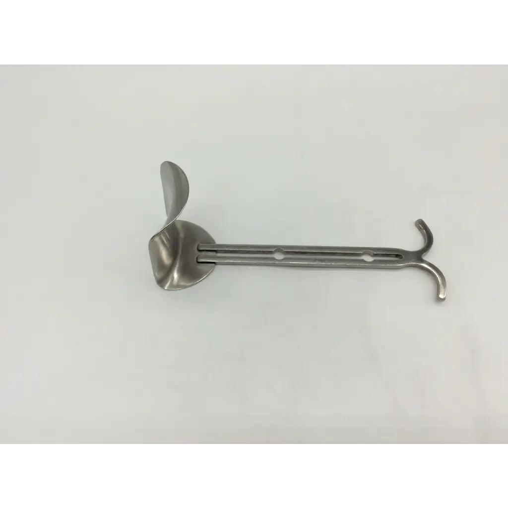 Stainless steel balfour abdominal retractor with curved spoon-like blade and dual-looped handle for surgery use
