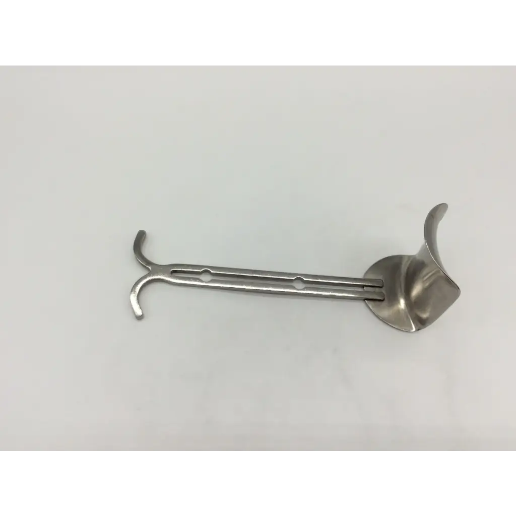 Stainless steel balfour abdominal retractor with curved handles and a wide flat blade for abdominal surgery