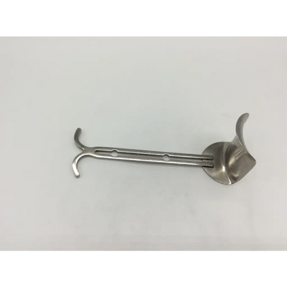 Stainless steel balfour abdominal retractor with curved handles and a wide flat blade for abdominal surgery
