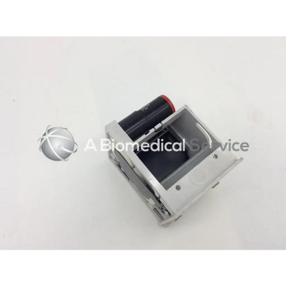 Silver metallic gsi lumonics hot dot recorder module with black cylindrical component and red cap housing