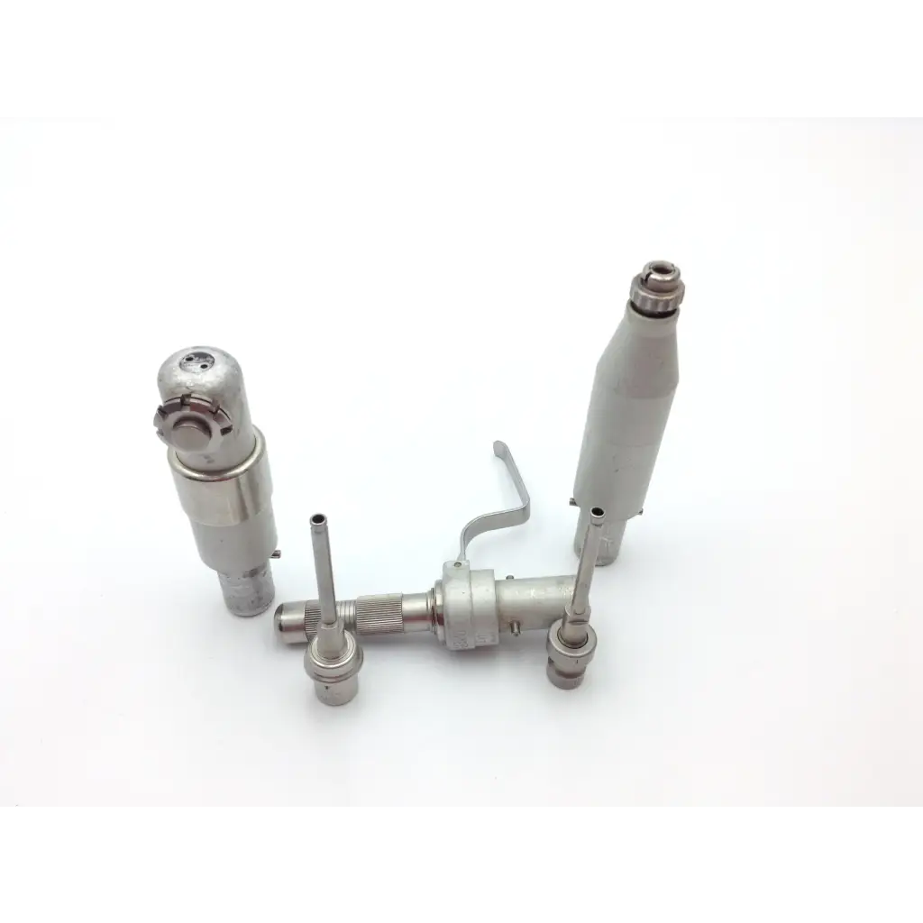 Silver surgical drill bits and handpiece with metallic precision components in hall 3m maxi driver air surgical power set with maxi-driver ii autoclave case
