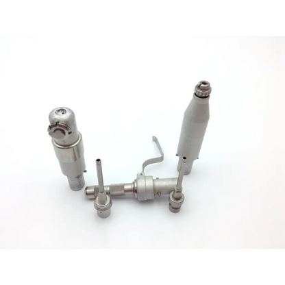 Silver surgical drill bits and handpiece with metallic precision components in hall 3m maxi driver air surgical power set with maxi-driver ii autoclave case