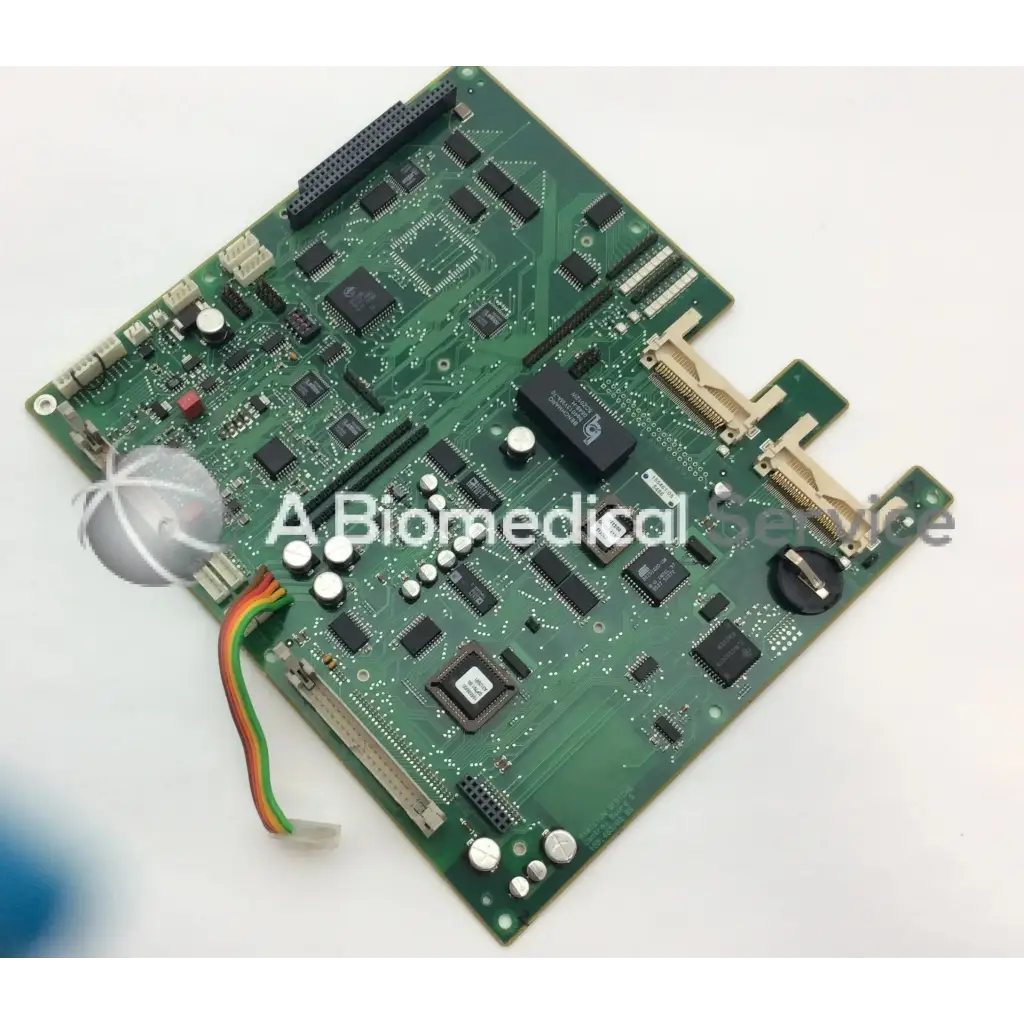 Green printed circuit board of hamilton medical 155.463/02 board with black integrated circuits including ad7837arz bbcf1-1 and tl16c550cfn