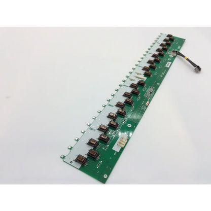 Green rectangular hansol ssb520h28s02 backlight circuit board with black components and small cable attached for sony TVs