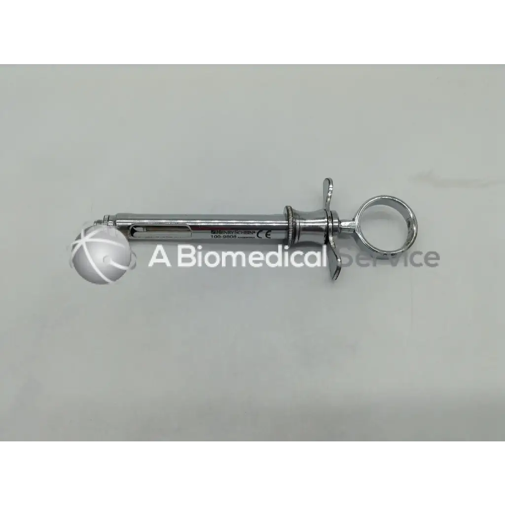 Stainless steel henry schein dental aspirating syringe with spherical bulb and ring handle for dental aspirating use