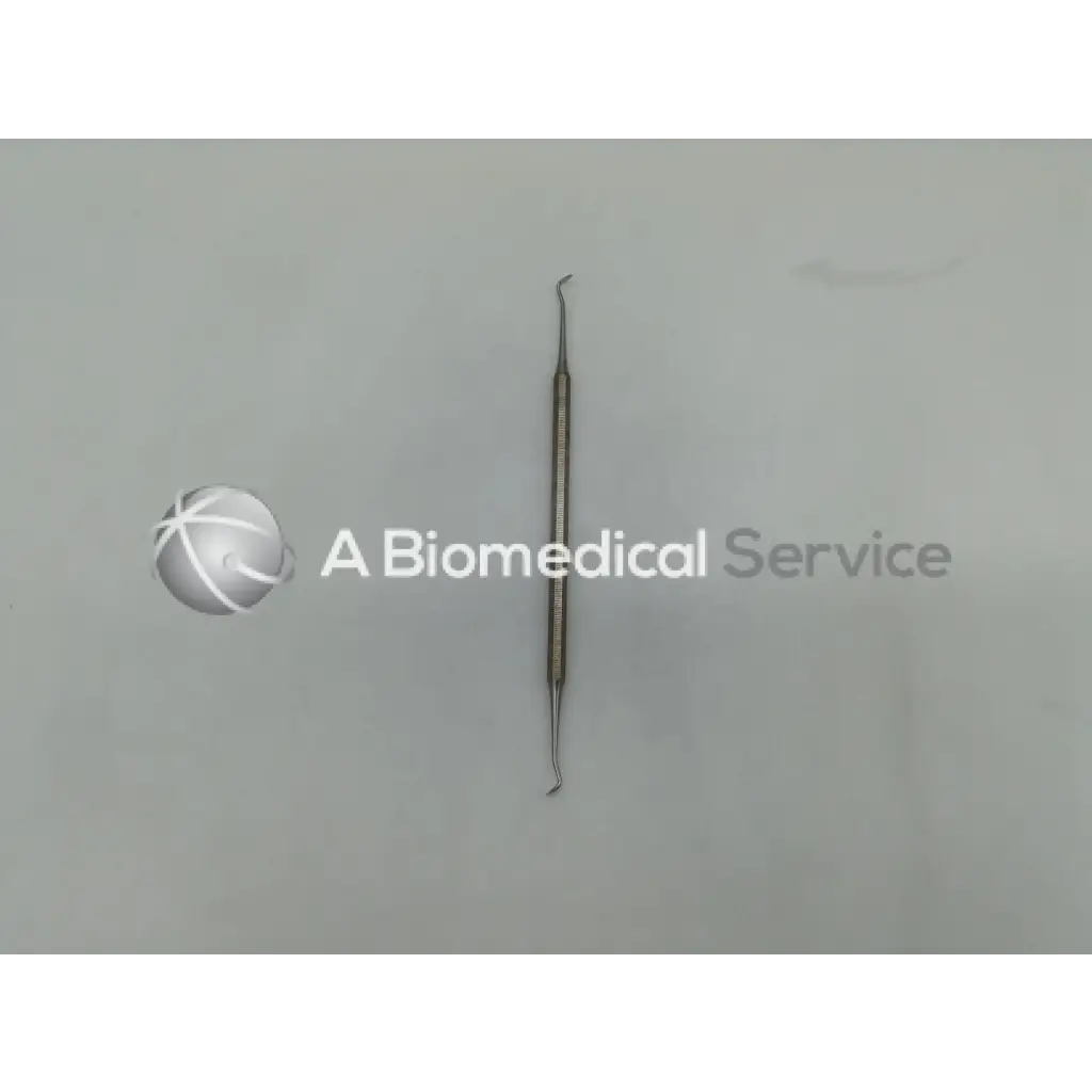 Henry Schein Carver 5T double end metallic dental instrument with slender shaft and two curved tips ad5=577 box=11
