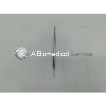 Henry Schein Carver 5T double end metallic dental instrument with slender shaft and two curved tips ad5=577 box=11