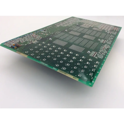 Green rectangular hitachi cz04ad-s14 il67dv interface board assembly with silver soldered components and white labeling
