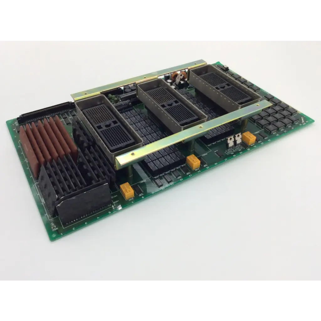 Green circuit board with black components brown heat sinks and yellow connectors for hitachi cz04ad-s14 il67dv interface