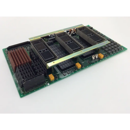 Green circuit board with black components brown heat sinks and yellow connectors for hitachi cz04ad-s14 il67dv interface