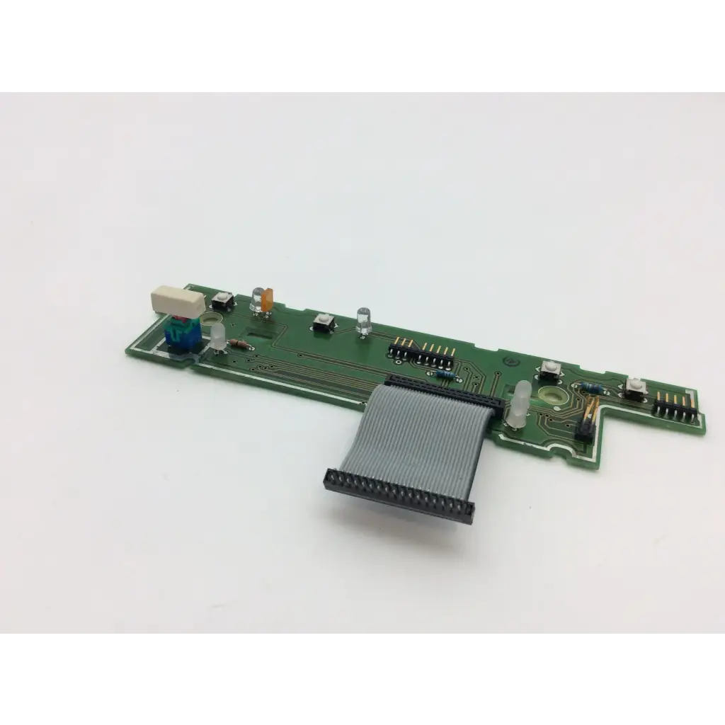 Green circuit board a32000501 with flexible gray ribbon cable and electronic components for krippner a32000501 device