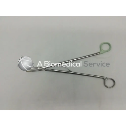 Silver open ligating clip appliers medium curved with rounded textured tip and green rubberized handles by horizon