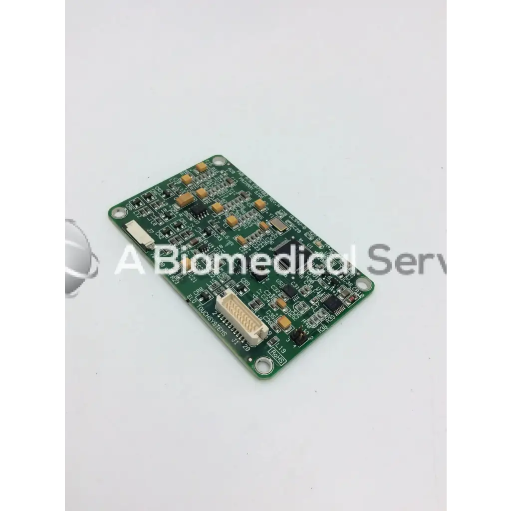Green rectangular circuit board with gold and black components and white connector port for elo et1515l-auaa-1-r hp-g touch
