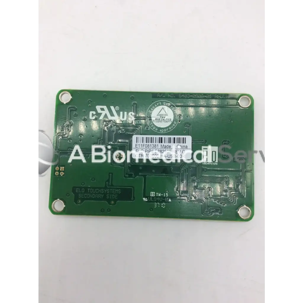 Green rectangular electronic circuit board with silver soldered components and label e1f081381 for elo et1515l-auaa-1-r hp-g touch