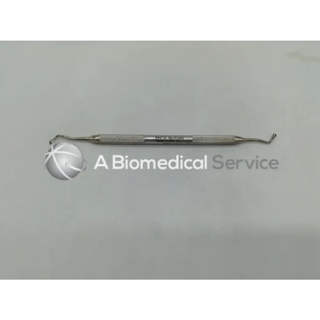 Silver hu-friedy burnisher 21b bb21b6 dental instrument with textured grip and curved tapered ends for smooth finishing