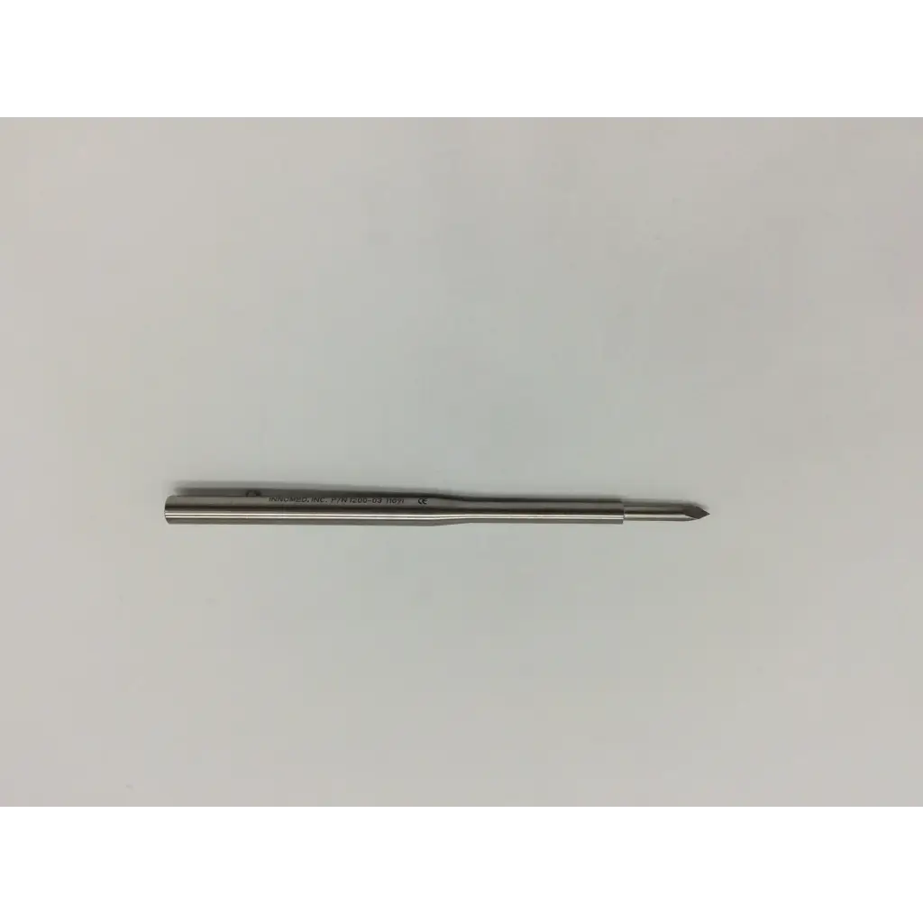Silver metallic precision acetabular exposure pin with tapered tip and engraved markings for acetabular exposure use