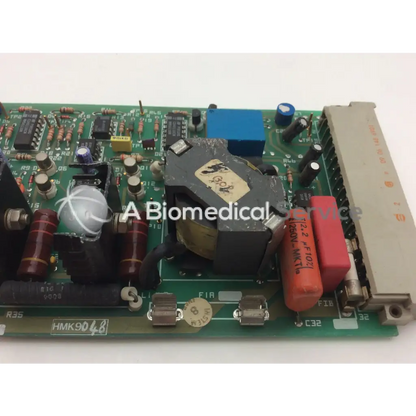 Green printed circuit board instem 2065555g rev l hmk9048 board with capacitors resistors and integrated circuits