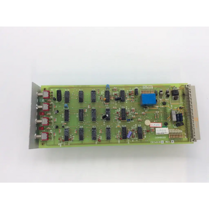 Instem c21401811 rev c circuit board with green pcb black integrated circuits red blue capacitors and silver connector edge