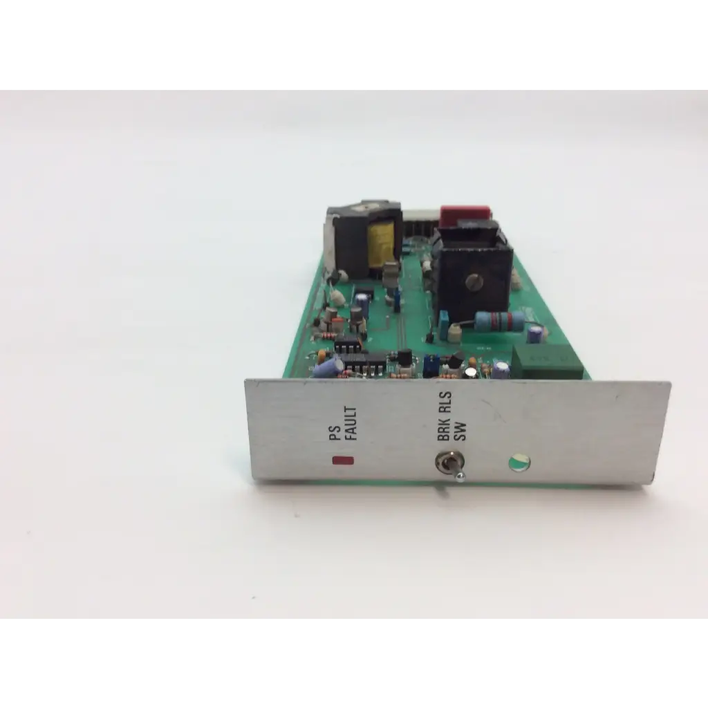 Instem hmk9105 rev b control board with green circuit board and silver metal panel featuring labeled indicators and switch