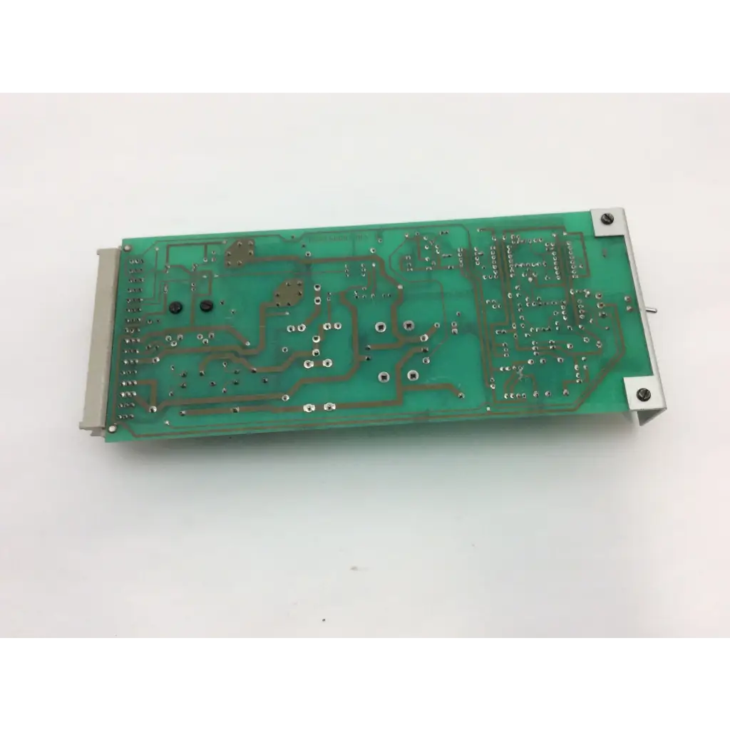 Green printed circuit board with silver soldered components and metallic edge connectors for instem hmk9105 rev b control board 7222c65001 rev