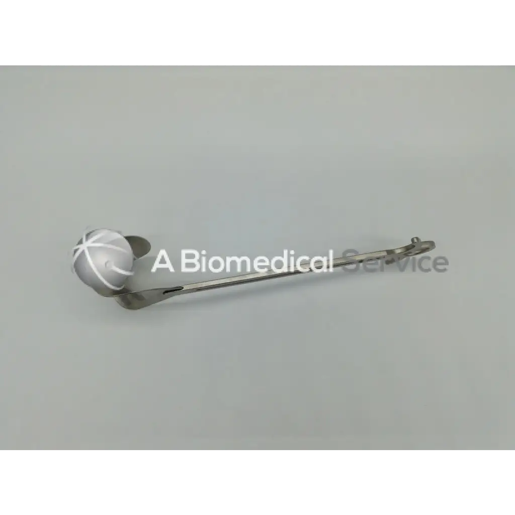 Silver integra jarit balfour center blade surgical instrument with spherical cross-hatched head and slender handle