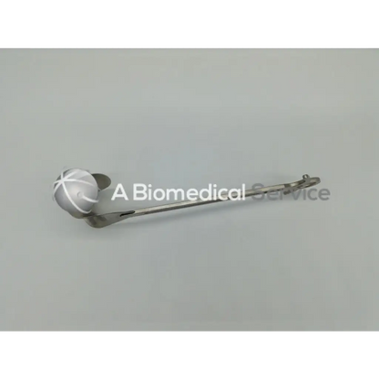 Silver integra jarit balfour center blade surgical instrument with spherical cross-hatched head and slender handle