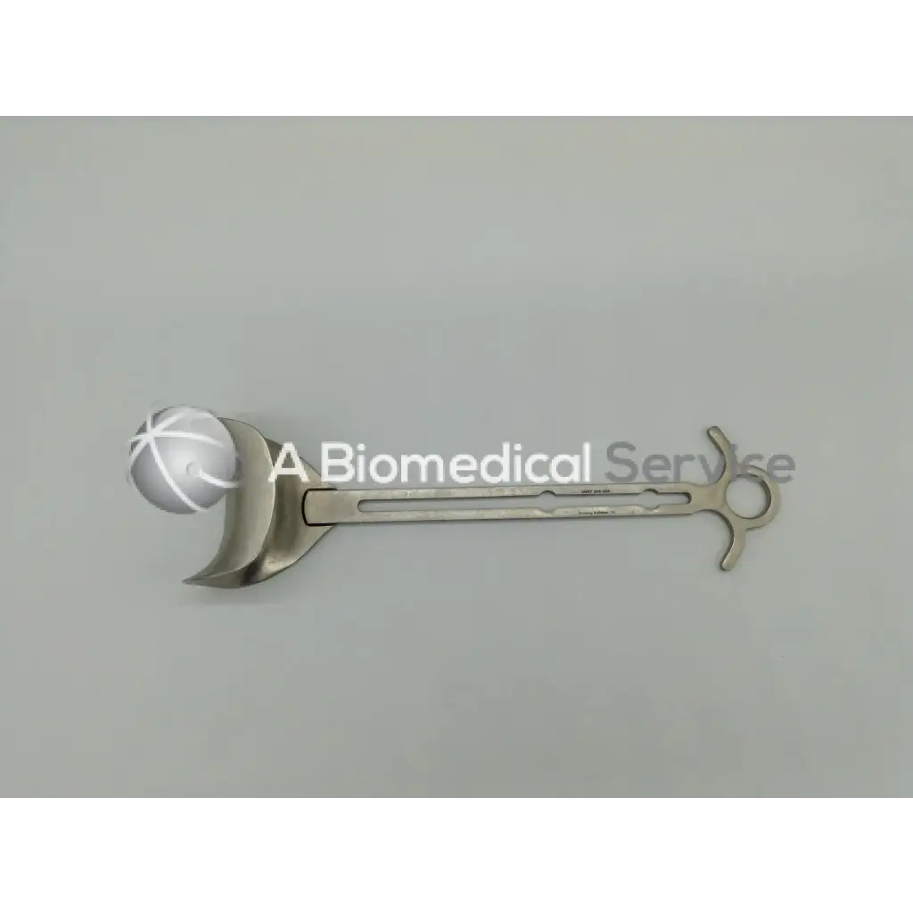 Integra jarit balfour center blade surgical instrument with curved crescent handle and integrated spherical stainless steel component