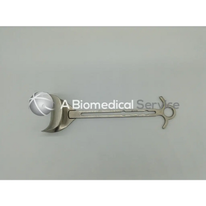 Integra jarit balfour center blade surgical instrument with curved crescent handle and integrated spherical stainless steel component