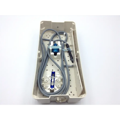 Beige plastic sterilization case tray with neatly arranged gray cables and cusa excel ultrasonic aspirator 36khz instruments