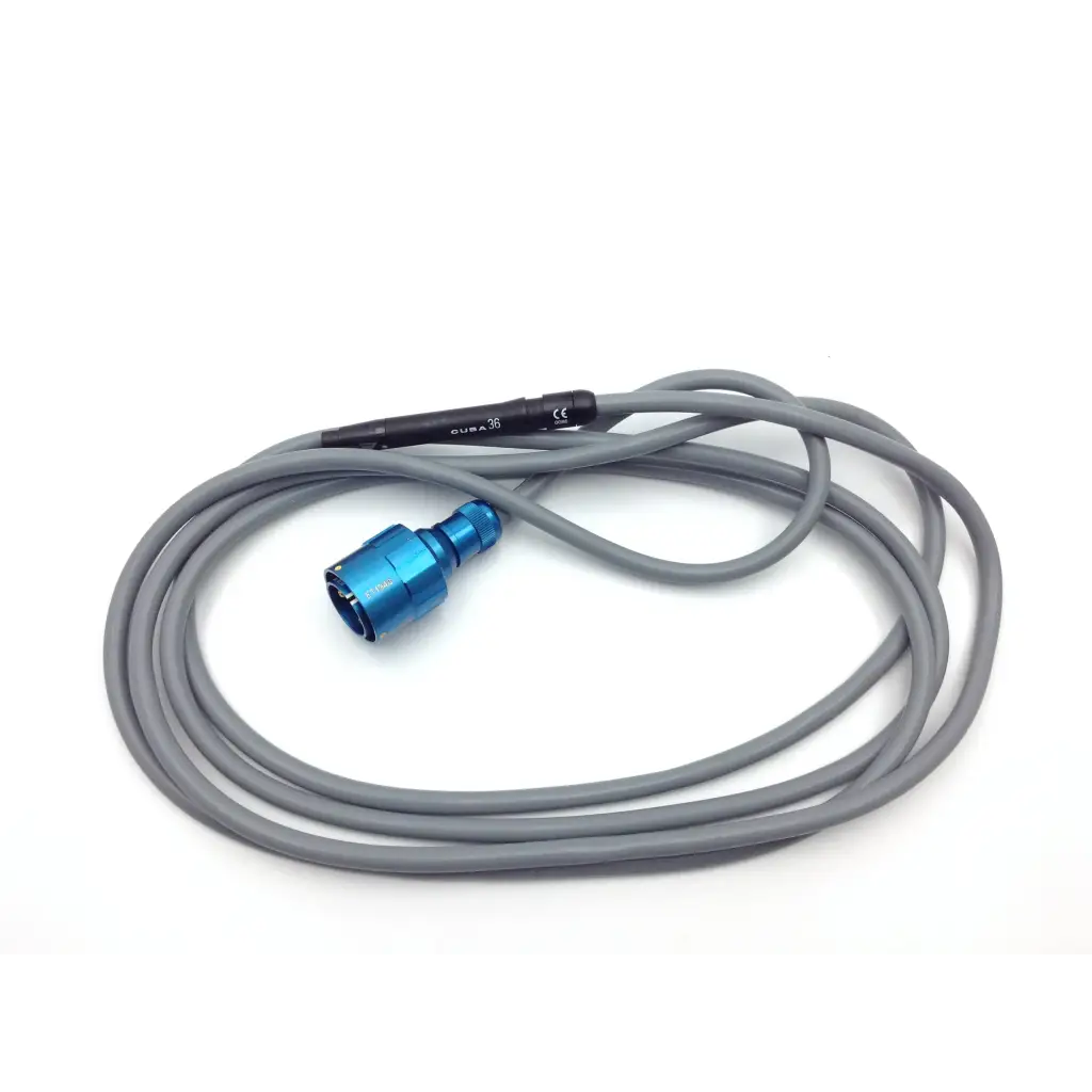 Gray coiled cable with blue metallic connector and black housing for integra valleylab sterilization case tray cusa excel ultrasonic aspirator 36khz