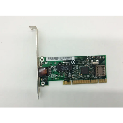 Green intel kalex pci ethernet network card with silver metal bracket and gold-colored connector pins for pci ethernet connection