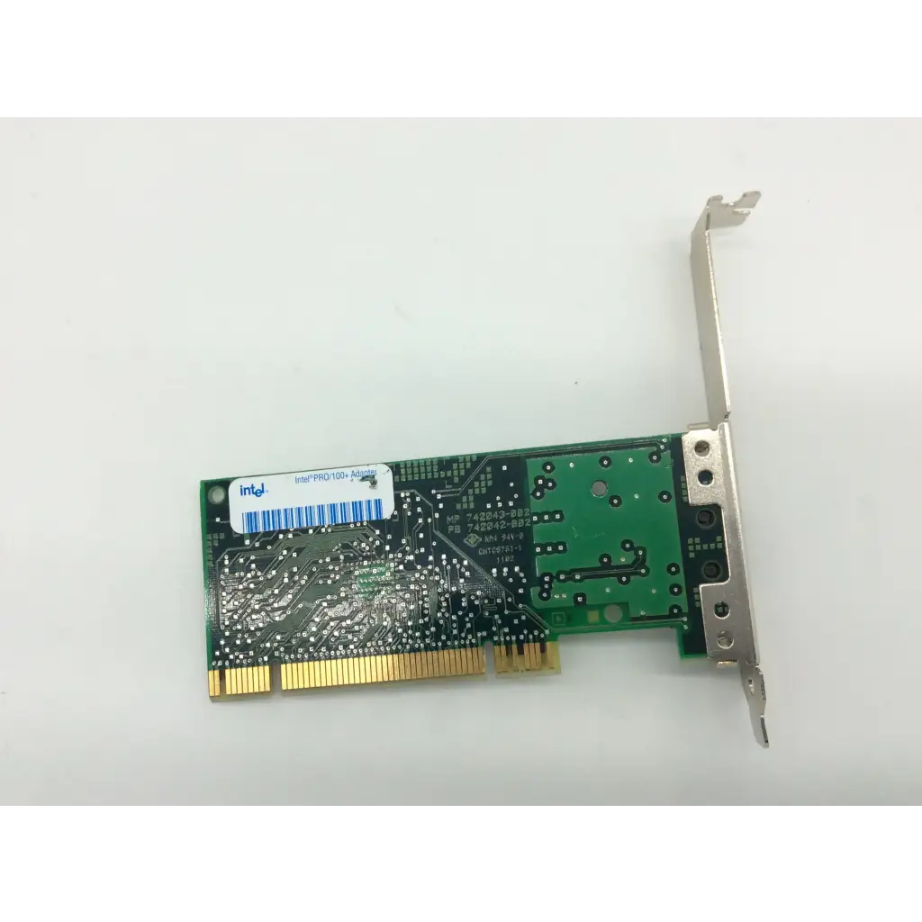 Green intel kalex pci ethernet network adapter card with gold contacts and silver mounting bracket for pci ethernet connection