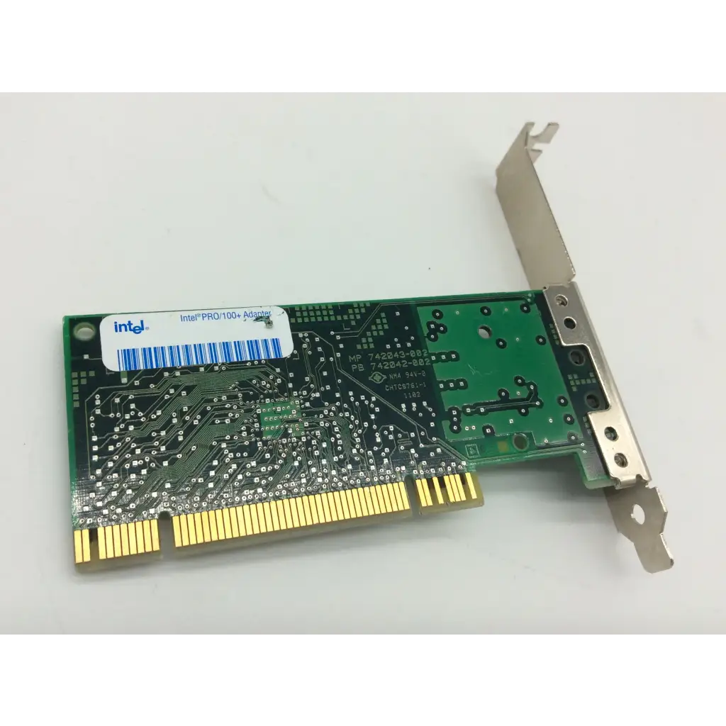 Green intel kalex pci ethernet network adapter card with gold pci connector and silver metal bracket for pci ethernet connection
