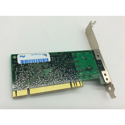 Green intel kalex pci ethernet network adapter card with gold pci connector and silver metal bracket for pci ethernet connection