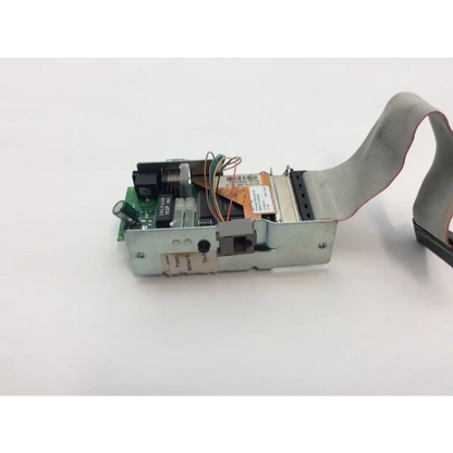 Metallic gray intermec 068832-001 3400e thermal label printer ethernet interface board with circuit board and ribbon cable