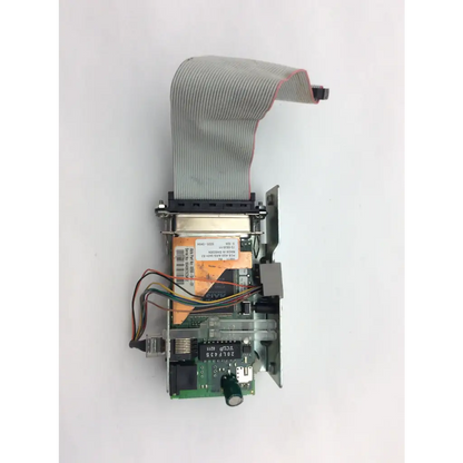 Gray ribbon cable with black connector on intermec 068832-001 3400e thermal label printer ethernet interface board assembly