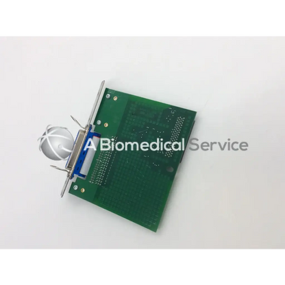 Green rectangular circuit board with silver connector and blue component for intermec pm4i parallel interface board