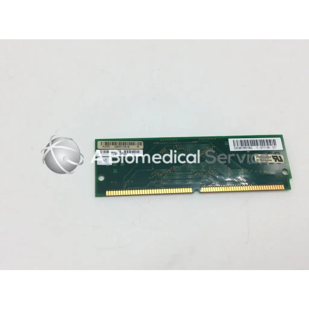 Green circuit board intermec pm4i 4mb flash simm module with gold contacts and white barcode labels for label printing
