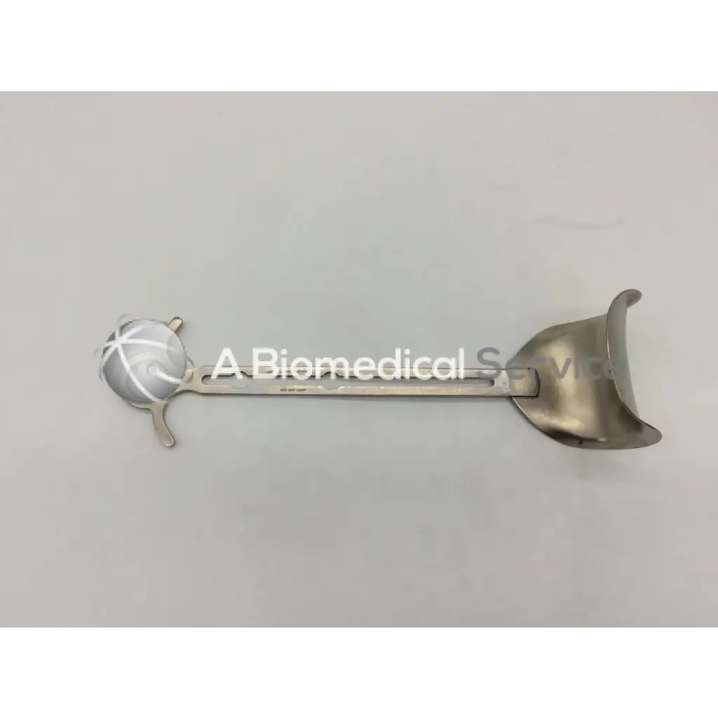 Stainless steel balfour center blade surgical retractor with curved open-ended design and ornate spherical handle