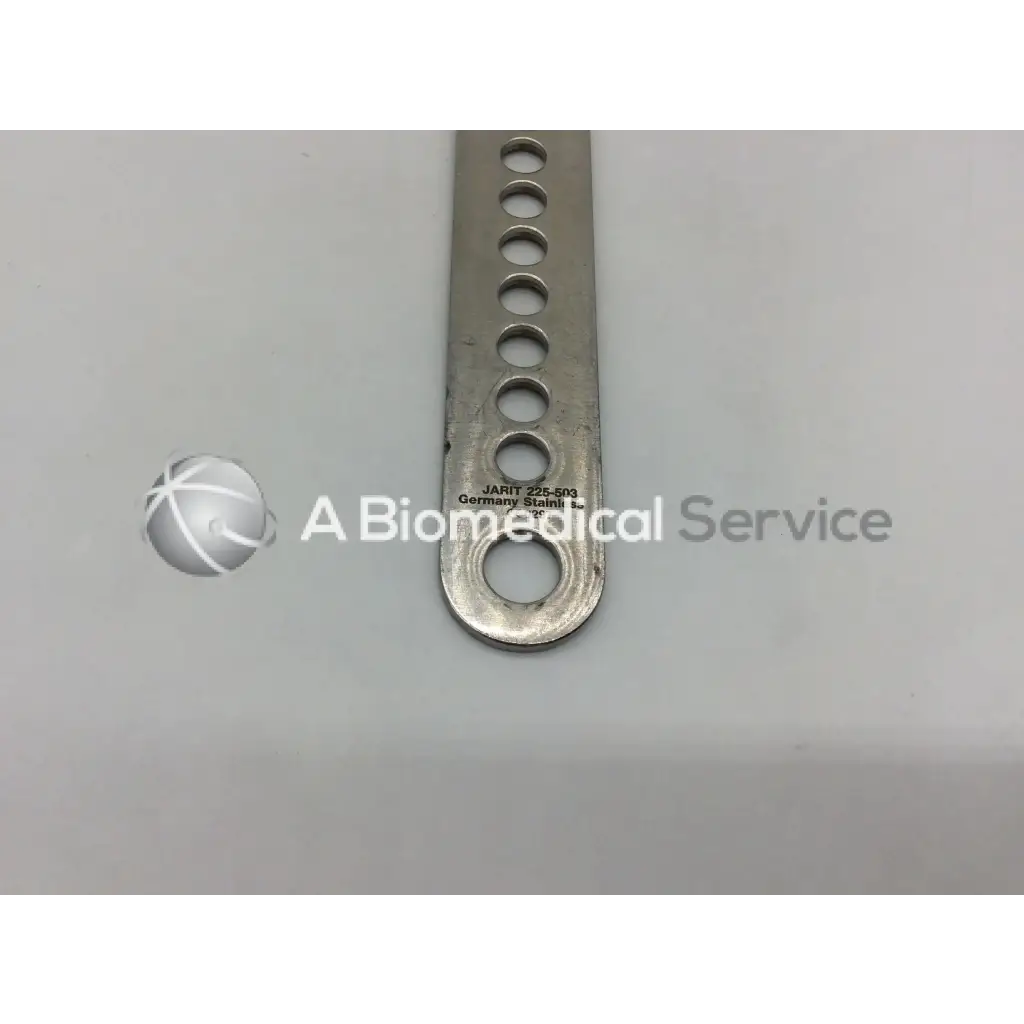 Silver stainless steel jarit 225-503 initial incision retractor with evenly spaced circular holes for precise incision control