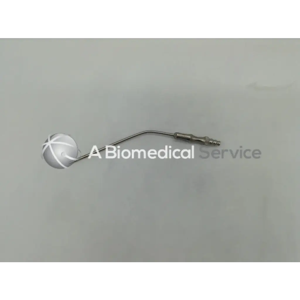 Silver spherical metallic frazier suction tube with curved stem and threaded connector for surgical use 7-1/2 inch