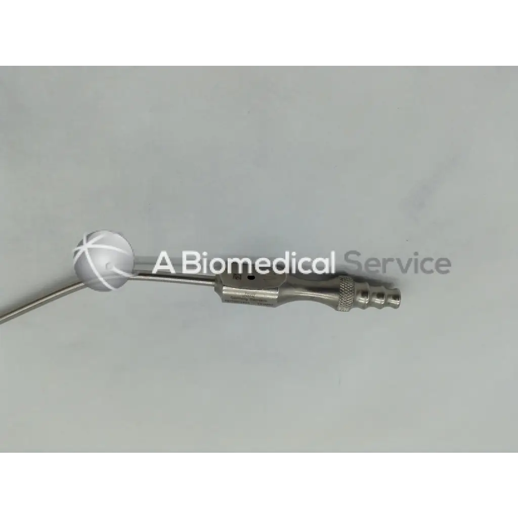 Silver-toned jarit 285-454 frazier suction tube with white-tipped spherical end and textured handle in 10 french size