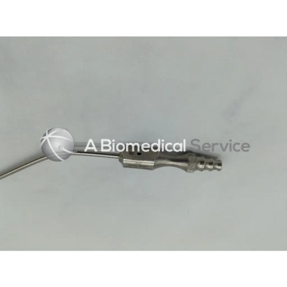 Silver-toned jarit 285-454 frazier suction tube with white-tipped spherical end and textured handle in 10 french size