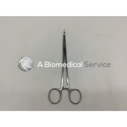 Silver sterling schnidt tonsil forceps half curved with rounded handles and pointed slightly curved tips for precision use