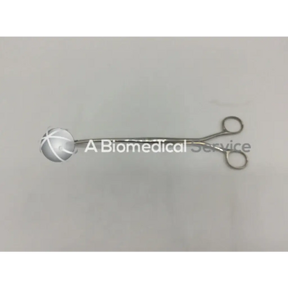 Silver jarit 475-470 randall kidney stone forceps with spherical cross-hatched tip and curved handles