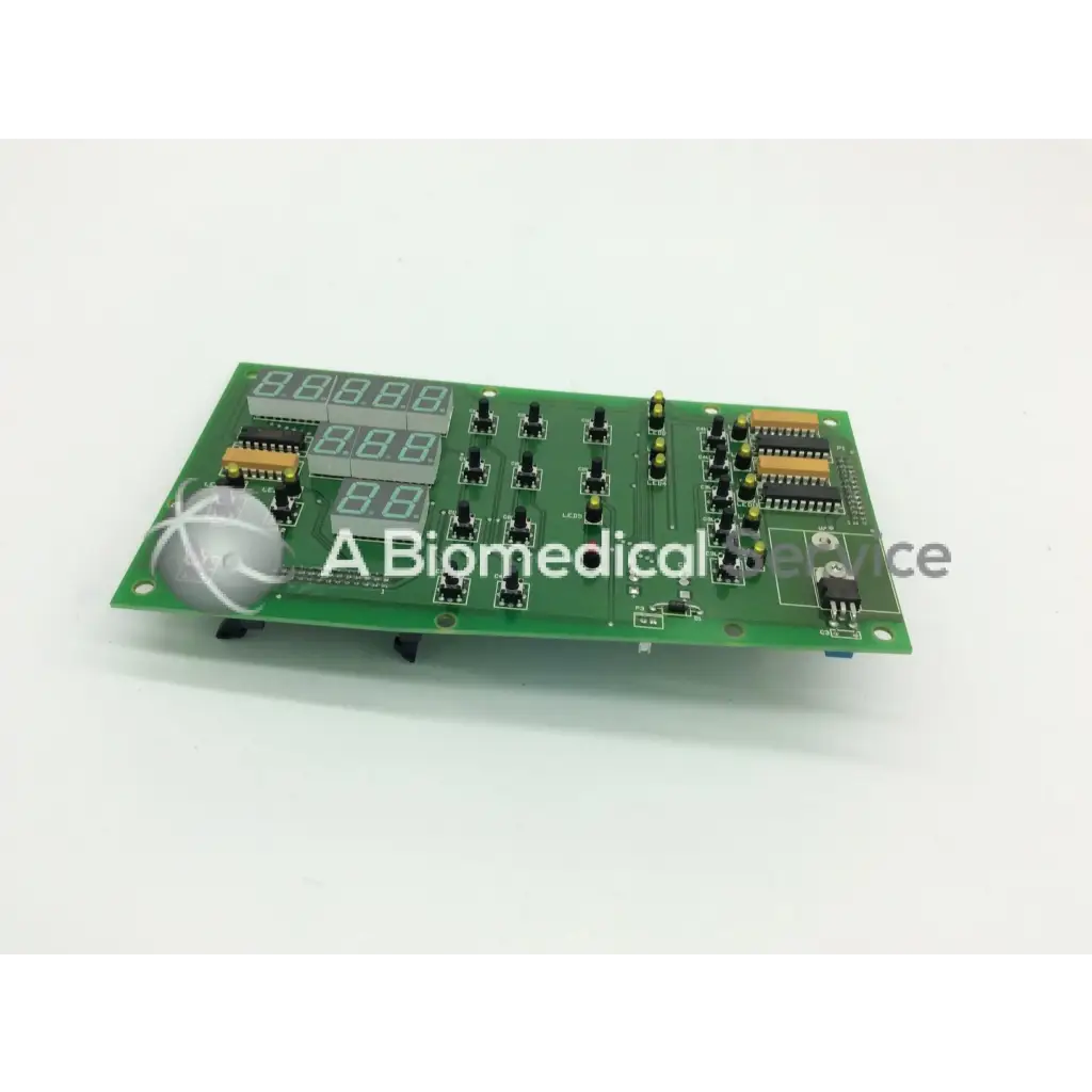 Green printed circuit board with multiple digital displays and components for jouan 85232554b thermo cl31 centrifuge control board