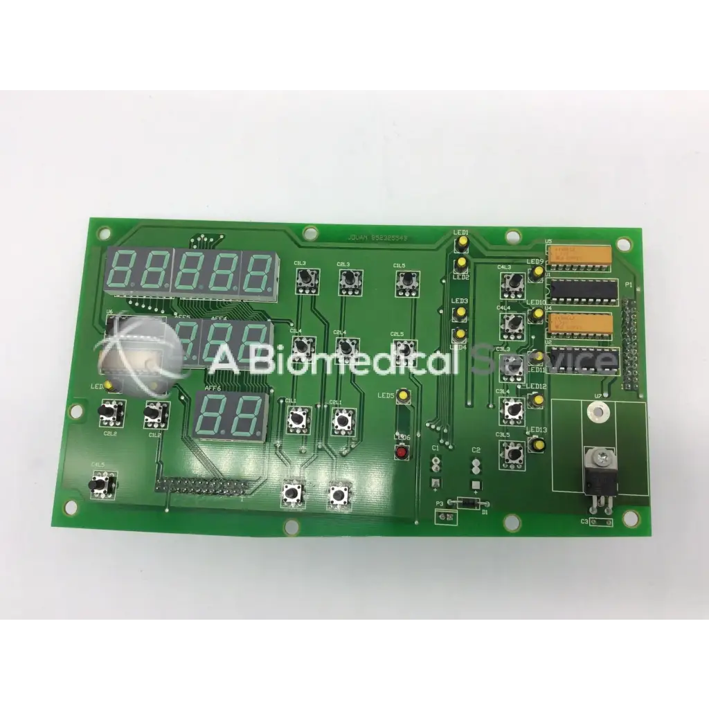 Green circuit board with multiple digital displays and components for jouan 85232554b thermo cl31 centrifuge control board