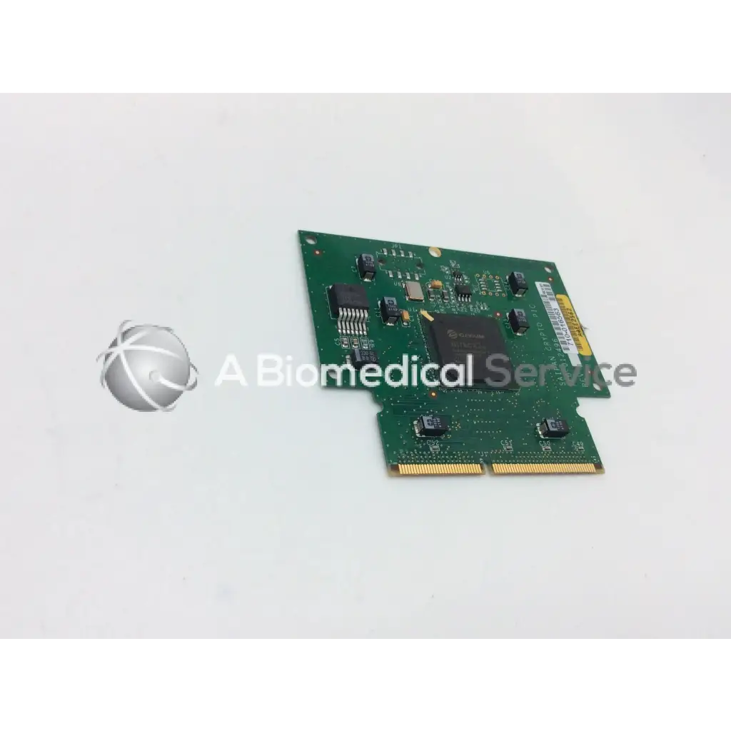 Green circuit board with black integrated circuits and gold edge connector for juniper saipan crypto pic main board