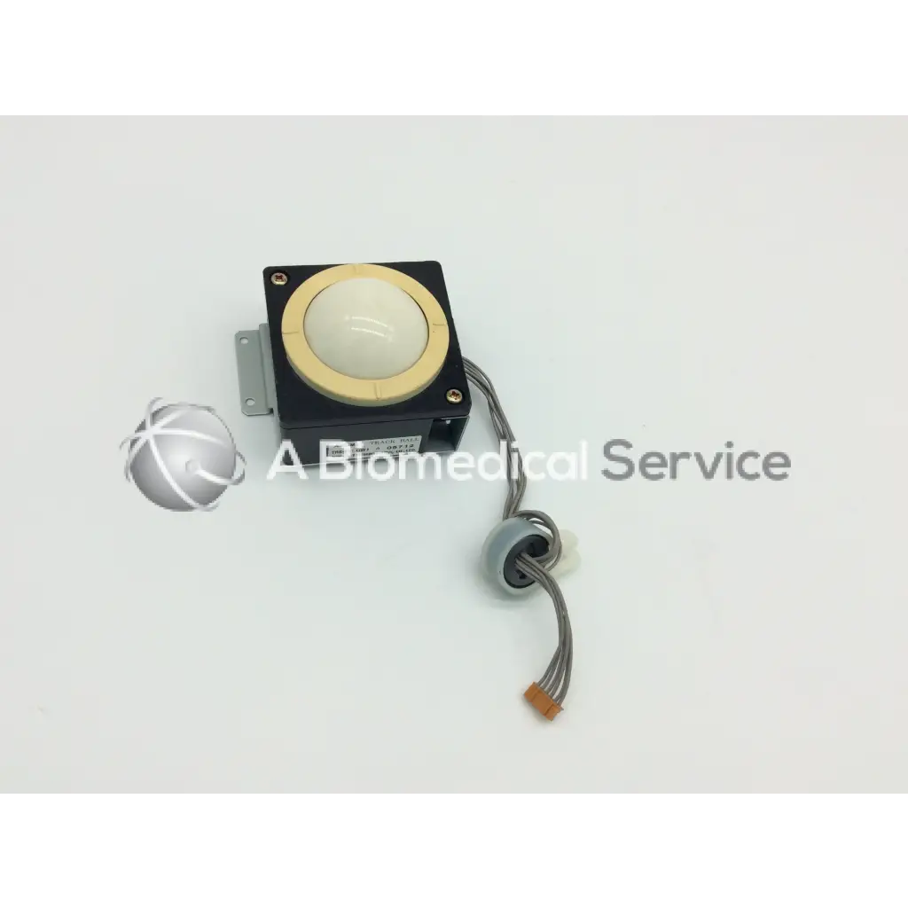 Black kanda tsushin kogyo track ball tre-201 iw with cream ball beige ring gray cables and orange connector